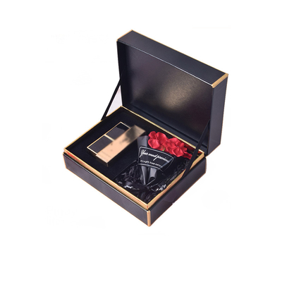 Stellen-kosmetische UVGeschenkbox, die 2mm schwarze Goldpapier-Kästen verpackt