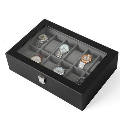 Hartholz MDF-Brett-Glasgeschenk-Uhr-Schmuckkästchen EVA Insert