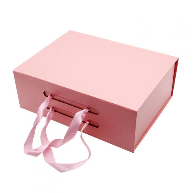 Kundengebundener des Bandpapiers Kasten des Geschenks Flip Top String Ribbon Handle-flacher Papierluxuskasten faltbare harte Geschenkboxen Papp 1