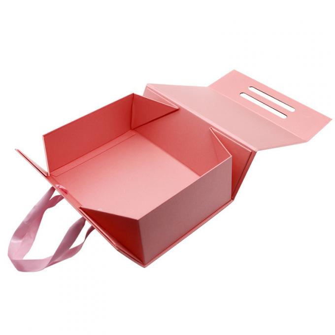 Kundengebundener des Bandpapiers Kasten des Geschenks Flip Top String Ribbon Handle-flacher Papierluxuskasten faltbare harte Geschenkboxen Papp 0