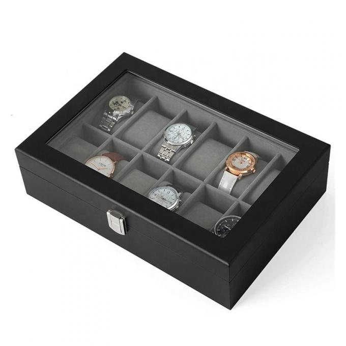 Hartholz MDF-Brett-Glasgeschenk-Uhr-Schmuckkästchen EVA Insert 1