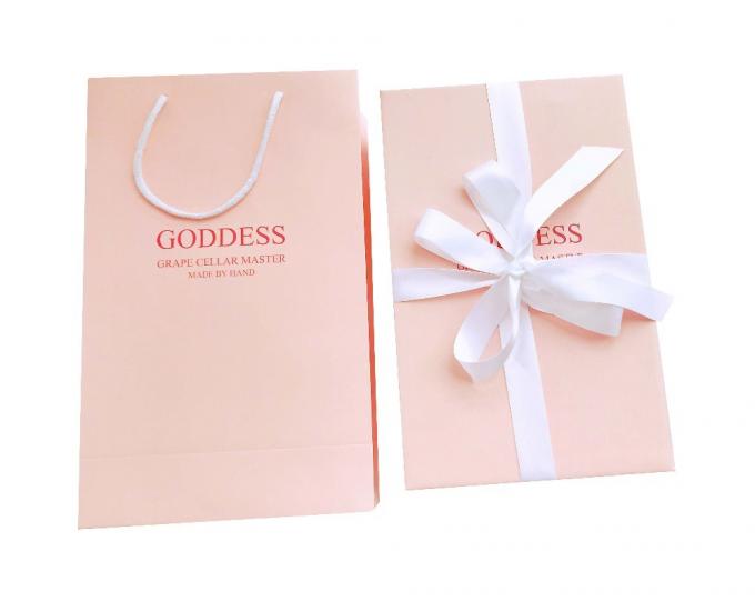 Pantone-Elfenbein-Brett-Wein-Glas-Geschenkbox, die mit pp.-Seil-Griff verpackt 3