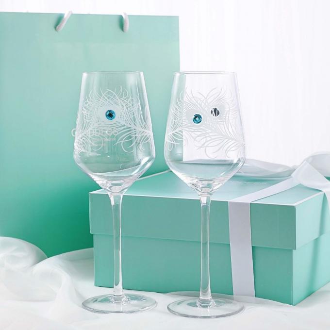 Pantone-Elfenbein-Brett-Wein-Glas-Geschenkbox, die mit pp.-Seil-Griff verpackt 2