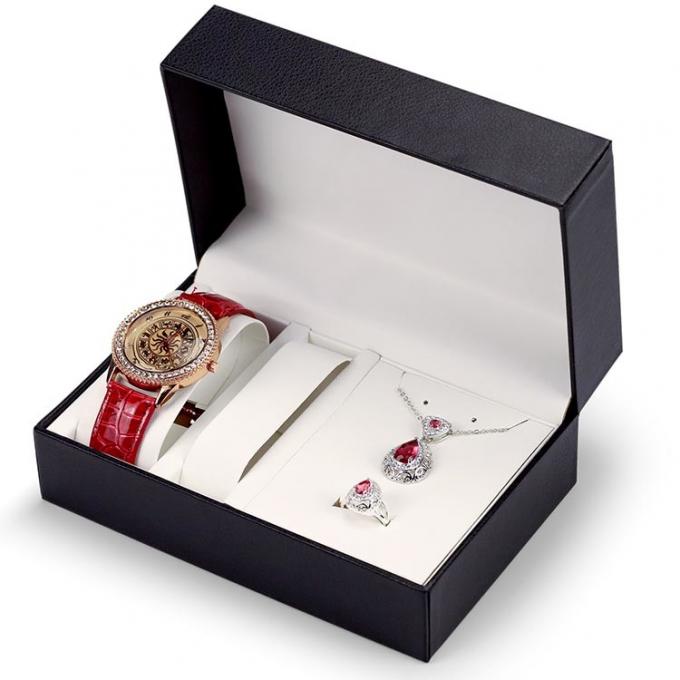 F-Flöte Kartonverpackung Uhr Geschenkboxen Beflockungseinsatz 0